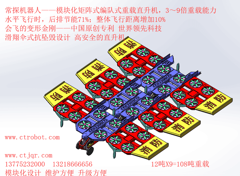 【大飞象】模块化重载森林消防高速固定翼直升机
